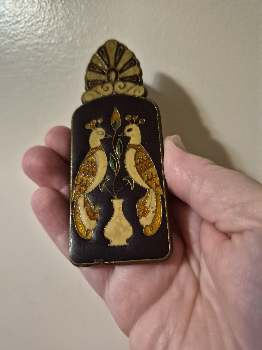 Greek 1950's Souvenir Enamel Brass Paper Clip 4.5"